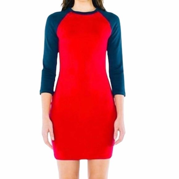 American Apparel Dresses & Skirts - NWOT American Apparel Raglan Red Navy Dress M